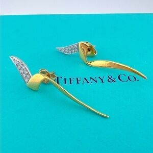 Tiffany & Co. 1983 Diamond Chrysalis Earrings 18k Gold Paloma Picasso